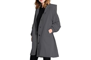 MGizo DtiSpectrum Gabardina para Mujer - Chaqueta Cortavientos con Capucha y Botonadura Sencilla, Abrigo Impermeable para Exteriores, Impermeable Suave para Senderismo y Desplazamientos