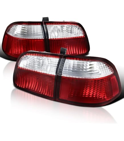 RazorMotor Red/Clear Tail Lights For 1996-2000 Honda Civic 2DR Coupe - Pair