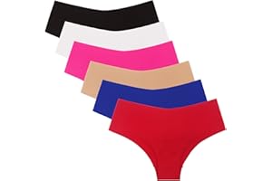 SHEKINI Women's Seamless Briefs Mid Waist Knickers Full Coverage Stretch Bikini Underwear Ladies Pack of 6