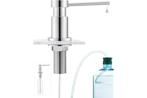 Sofetiy Dispensador Jabon Cocina Bajo Encimera, Dosificador Jabon Cocina Duradero con Tuercas de Acero INOX 304(sin Plástico), Botella de 300 ml y Tubo Silicona de Extensión de 1,25 m, Cromo