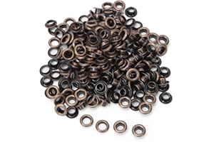 HEEPDD 100Pcs Oeillets Oeillets, Double Côté Vêtements Sac En Cuir Ceinture Décoration 5mm avec 100Pcs Joint 5 MM pour Vêtements De Chaussures En Cuir Artisanat Sacs Tags[Bronze] Outils