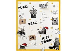 DOGS' N TIGER Calendario dell'Avvento per gatti di Dogs'n Tiger – Snack naturali e di alta qualità in 90% carne (pollo) e pesce (salmone) dietro ogni porta, senza zucchero e cereali per tutti i gatti e gattini