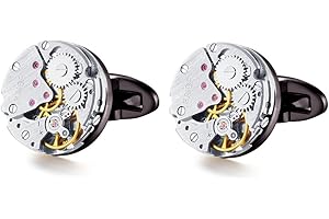 Honey Bear 1 Paar Rund Herren Manschettenknöpfe Cufflinks Steampunk Nicht-Bewegung Watch mit Geschenk Box,MEHRWEG