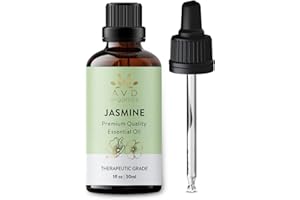 AVD ORGANICS Ätherisches Jasminöl 30 ml – Premium-Aromatherapie-Öl in therapeutischer Qualität für Seifen, Kerzen, Massage, Hautpflege, Parfüms, Raumduft Acetit für Diffusor – 1 fl.oz