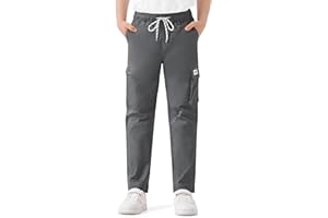 Csqtongan Pantaloni Cargo da Ragazzo Pantaloni da Jogging per Bambini Pantaloni da Lavoro con Elastico in Vita con Tasca con Cerniera
