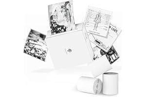 ‎PHOMEMO Zestaw przenośnej drukarki Phomemo M02, 3 rolki papieru w zestawie - termiczna drukarka kieszonkowa Bluetooth Błyskawiczna drukarka fotograficzna, kompatybilna z Androidem iPhone iPad dla dzieci, do wydrukowania dziennika, biała
