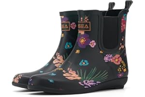 HISEA Kurz Gummistiefel Damen Wasserdicht Regenstiefel Chelsea Stiefel Gartenschuhe Anti-Rutsch Knöchel Gummi Stiefel Stiefeletten mit Komfort Einlegesohle Mode Regenschuhe für den Außenbereich
