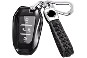 MEDZUK Custodia per Chiave Compatibile con Jeep Avenger 2022-2024 2025 Cover Chiave Auto, Guscio Chiave TPU con Portachiavi Accessori Protezione (Nero)