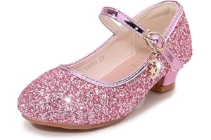 Hixingo Chaussures de Princesse Fille 2-10 Ans, Ballerines Enfant Chaussures Plates Mary Jane, Glitter Shinning Paillettes Enfants Mary Jane pour Anniversaire Mariages et Fêtes