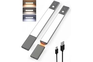 EZVALO Under Cabinet Kitchen Lights, 3 Color Temperatures Dimmable Detachable Battery Wireless Motion Sensor Lights, 38 cm Rechargeable LED Night Lights for Kitchen,Wardrobe and Cupboard
