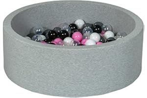 VELINDA Piscina Infantil para niños de Bolas Pelotas 200 Piezas (Colores de Bolas: Negro, Blanco, Transparente, Rosa Claro, Gris)