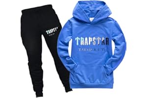 Dinint Chándal Niños Sudadera con Capucha Trapstar 2 Piezas Set impresión de letras Sudadera Top Y Jogger Pantalones Unisex Sudadera con Capucha Conjunto De Ropa para 2-15 Años