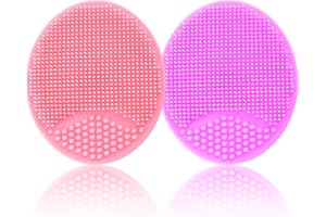 MR LION Baby Bath Brush, Baby Cradle Cap Brush, Silicone Massage Brush, Silicone Scrubbers Exfoliator Brush, Baby Skin Scrubbers Essential for Dry Skin, Cradle Cap and Eczema 2 Pack (Small-Pink&Purple)