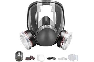 ZXICH Mascarilla con respirador de cara completa, máscara de gas con doble filtro de carbón activado, máscara protectora contra el polvo utilizada para pintar pintura, Construcción, Aserrado y Soldadura