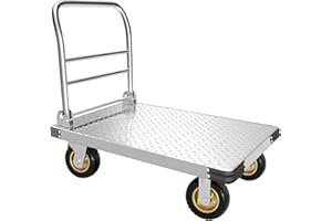CHINCO STAR Carro de plataforma plegable con capacidad de carga de 907 kg, carro de transporte, carro de placas, carro de mano, carro plegable de acero, transportador de material con ruedas de goma maciza, 2