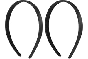 WY LIGHTING LEVEL 2 cerchietti per capelli da donna in raso nero, tinta unita, larghi, elastici in tinta unita, accessori per madri, sorelle, cosplay, vacanze, Halloween, fai da te (larghezza 1,5 cm)