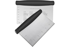 Midgreyeye 2Pezzi Taglia Impasto Con Scala Graduata In Acciaio Inox, Raschietto Per Pasta,tarocco Per Impasti Multiuso,Spatola tagliapasta Per Torte, Pizza, Torte, Dough (15 * 10cm)