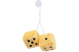 ShawFly Car Hanging Furry Dice, Paar hängende Paare Auto Anhänger mit Punkten für Auto Innenschmuck Dekoration, Innenwand, Kühlschrank Oberfläche ， Mehrere Farben zur Auswahl (Gelb)