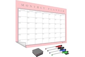 THE MAGNET SHOP WallTAC - Planificador mensual tamaño A2 para pared, adhesivo, reutilizable, extraíble y reposicionable, planificador de pizarra blanca para casas, colegios y oficinas (rosa claro, A2)