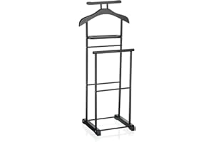 IDIMEX Valet de Chambre Medina chevalet de Nuit Double Portant pour vêtements, en MDF et métal laqué Noir