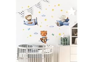 kina R00593 Adesivi Murali Bambino Ecologici e Anallergici Soffice Effetto Tessuto Riposizionabile Viaggio Aeroplano Decorazione Muro Neonato Cameretta Asilo Nido Carta da Parati - Misura 100x30 cm