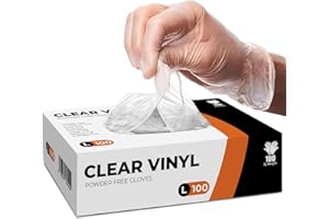 PANKTI Clear Vinyl Gloves - Powder Free & Latex Free - Clear Disposable Gloves for Medical, Cooking, Cleaning, Multi Use