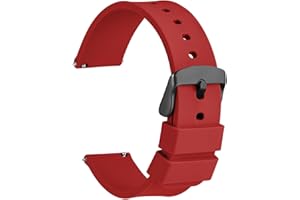 WOCCI Bracelets de Montre en Silicone, Boucle en Acier Inoxydable Noir, Libération Rapide, Bandes de Rechange en Caoutchouc Souple 13 Couleurs, 14mm 16mm 18mm 19mm 20mm 21mm 22mm 24mm