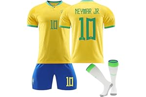 YIWAWQIAN Fußballtrikot für Kinder, Nr.10 PSG/Brasilien Trikot Fußball Trikot Heim/Auswärtstrikot, Trikot Fussball Jungen, Fussball Trikot Kinder Socken Set Erwachsene/Kinder Sportkleidung Fussball Jersey