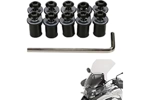SEMINISMAR Moto Pare-Brise Kit Boulons,M5 Vis pour Pare-Brise de Moto,Boulons et Vis du Pare-Brise de Moto,Fixation De Pare-Brise De Moto,Kit de Boulon de Pare-Brise Moto,Écrou de Pare-Brise de Moto,Noir,10 Pcs