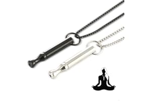 LILIKAI 2Stück Rauchentwöhnung Hilfsmittel,Rauchfrei Halskette Raucherentwöhnung Gegen Panikattacken Atemkette Anti Rauch Breathing Kette,Atemhalskette Aufhören Angsthalskette,Nichtraucher (Silber+Schwarz)