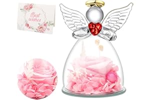 CEWROM Rosa Eterna Regalo per Donna, Regali Festa della Mamma, Fiore Eterni Rose Stabilizzate, Rose Stabilizzata Fiore in Angel Cupola, Mamma, Donna, Fidanzata Festa della Mamma Regalo