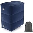 ECVV Inflatable Travel Foot Rest Pillow Adjustable Three Layers Height Pillow Kids Leg Rest Stool Airplane Travel Essentials Great for Bus Car Train