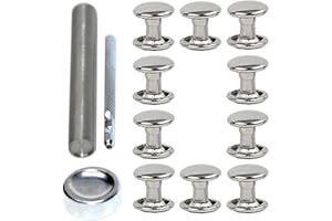 YiChuangXin Hohlnieten für Leder, Ledernieten, Doppelkappe Nieten, Gürtelnieten Kappe (Silber mit Werkzeug, 10mm 45Stück)