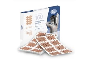 Curetape Crosslinq d'acupression, acupuncture, et Edoema/Soulagement de la douleur quadrillée patches – Boîte de 20 feuilles, beige, 160 Medium Patches