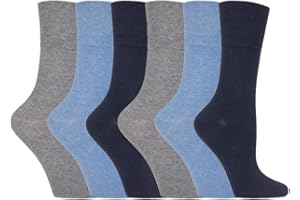 IOMI Footnurse - Ladies 6 Pair Multipack Non Elastic Diabetic Socks with Gentle Grip Wide Top 4-8