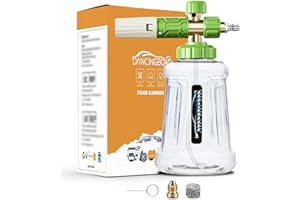 DANCINGBOAR Canon à Mousse, Lance à Mousse à Neige Compatible avec Nettoyeurs Haute Pression 1/4 Connexion Rapide 1L Buse de Pulvérisation de Savon Réglable(VERT ET BLANC)