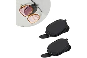 MultiValue Uchwyt na okulary do samochodu, magnetyczna skórzana osłona przeciwsłoneczna, klips, wielofunkcyjny uchwyt na karty, organizer do wizjera samochodu, akcesoria w podróży (czarny)