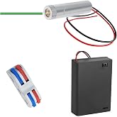 CTRICALVER 1pcs 520nm 3-5V Green Laser Line Module with Plastic Lens + 1pcs AA Battery Holders + 1pcs Electrical Terminals (L