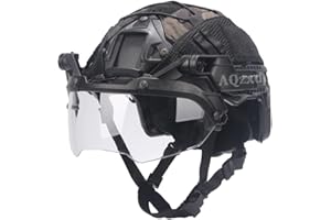 AQ ZXDC Fast Airsoft Taktischer Helm, mit Visier, Vollgesichtsschutz, Helmabdeckung, Taschenlampe, Blinklicht, Sturmhaube, für Paintball-Schießereien, Riot Action Kriegsspiele