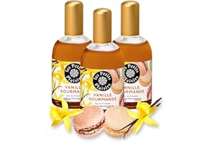 Les Petits Plaisirs - Lot de 3 - Eau de toilette Vanille Gourmande, Eau de toilette femme, Chaleureuse et envoutante. Coffret cadeau, Made in France, flacon 110ml