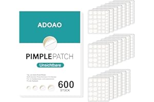 ADOAO Pickel Pflaster, Hydrokolloid Pimple Patches,Anti Akne-Patch für Gesicht und Körper mit Teebaumöl, Salicylsäure Schnelle Heilung für Große Zit Breakouts an Kinn, Wangen, Rücken (600 Stück)