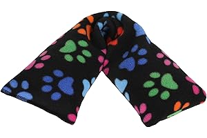 TEXTILES101 Microwavable Unscented Wheat Bags, Printed Fleece Microwave Heat Pack for Back, Neck, Joints and Shoulder Pain Relief 44cmx13cm (Paw Black)