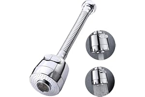 Qoosea 360 °Swivel Sink Faucet Extended Bubbler Tap Aerator Water Saving Filter Tap Spray Adjuster Nozzle Head for Kitchen (Long)