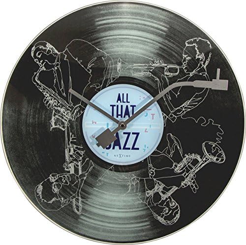 NeXtime wall clock "ALL THE JAZZ", record design, made of glass, ø 43 cm