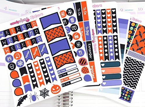Matte Vinyl - HALLOWEEN Monthly Kit Kawaii Planner Organiser Sticker Pack 6 sheets