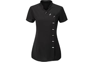 TULIP Beauty Tunic Hairdresser SPA Nail Salon Therapist Massaging Tunic Uniform Work Wear Cloths (Black, 16)