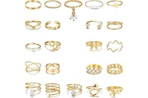 KINWODON 22 Pcs Vintage Gold Knuckle Rings Set, Alloy Gold Rings Women Boho Stackable Finger Ring Adjustable Rings for Women Teen Girls