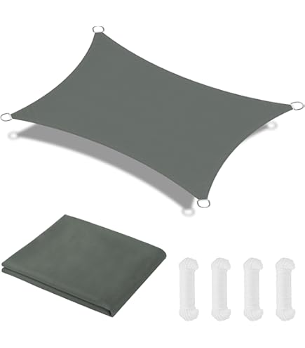Voile D'ombrage Rectangulaire 3.5 X 8.5 M Imperméable Toiles Ombrages Anti 98% UV Protection Avec Cordons Rideau De Soleil Pour Patio Jardin Terrasse Camping Extérieur, Vert Foncé