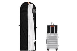 AIVORO Housse Robe de Mariée, 180 x 60 CM Housses de Vêtements Pliable, Housse de Protection Respirante Anti Poussière pour Longue Robe de Soirée Mariée Costumes (Noir)