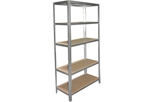 Shelf Creations Schwerlastregal 200 x 80 x 60 cm mit 5 Böden Stecksystem aus Metall verzinkt: Metallregal geeignet als Kellerregal, Lagerregal, Archivregal, Ordnerregal, Werkstattregal
